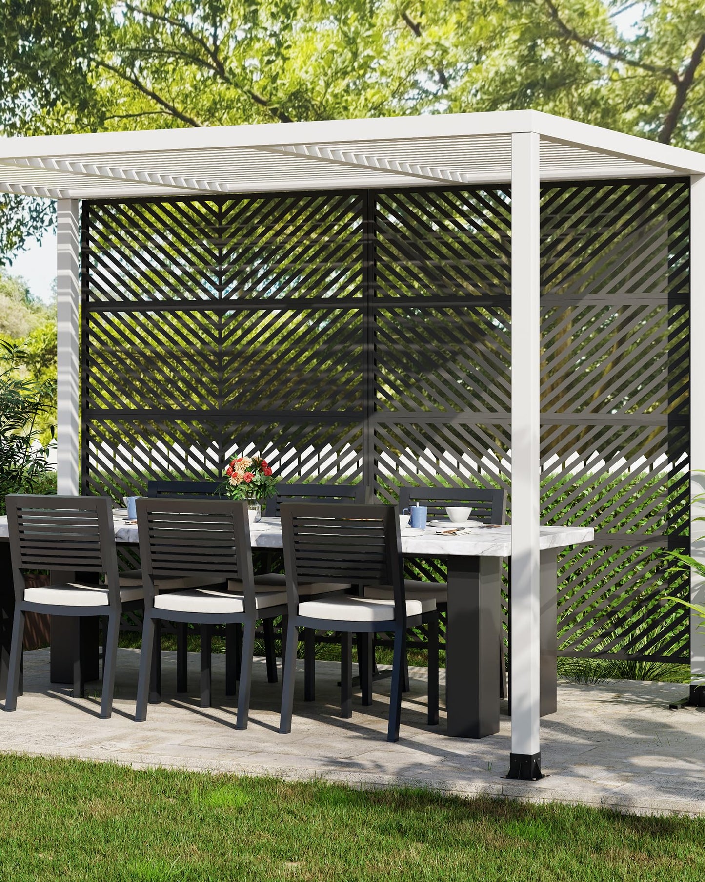 Hipicute 72" H×47" W Freestanding Metal Privacy Screen for Outdoor Patio - Heavy-Duty Rust-Resistant Decorative Fence Panel | Weatherproof Design | Patio Privacy Screen
