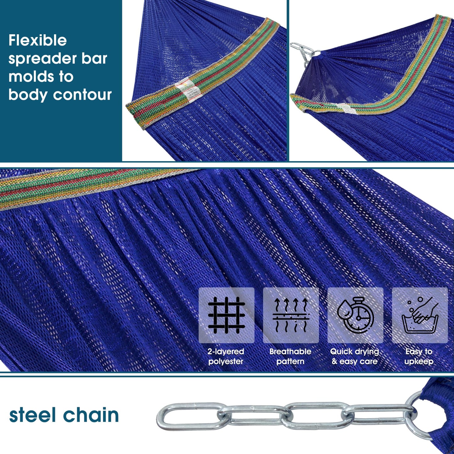 Tranquillo Camping Hammock and Stand, Collapsible Camping Hammock with Stand, 600 lbs Capacity Foldable Hammock for 2 Persons, Premium Noiseless No Screws Heavy Duty Multifunctional Stand, Blue