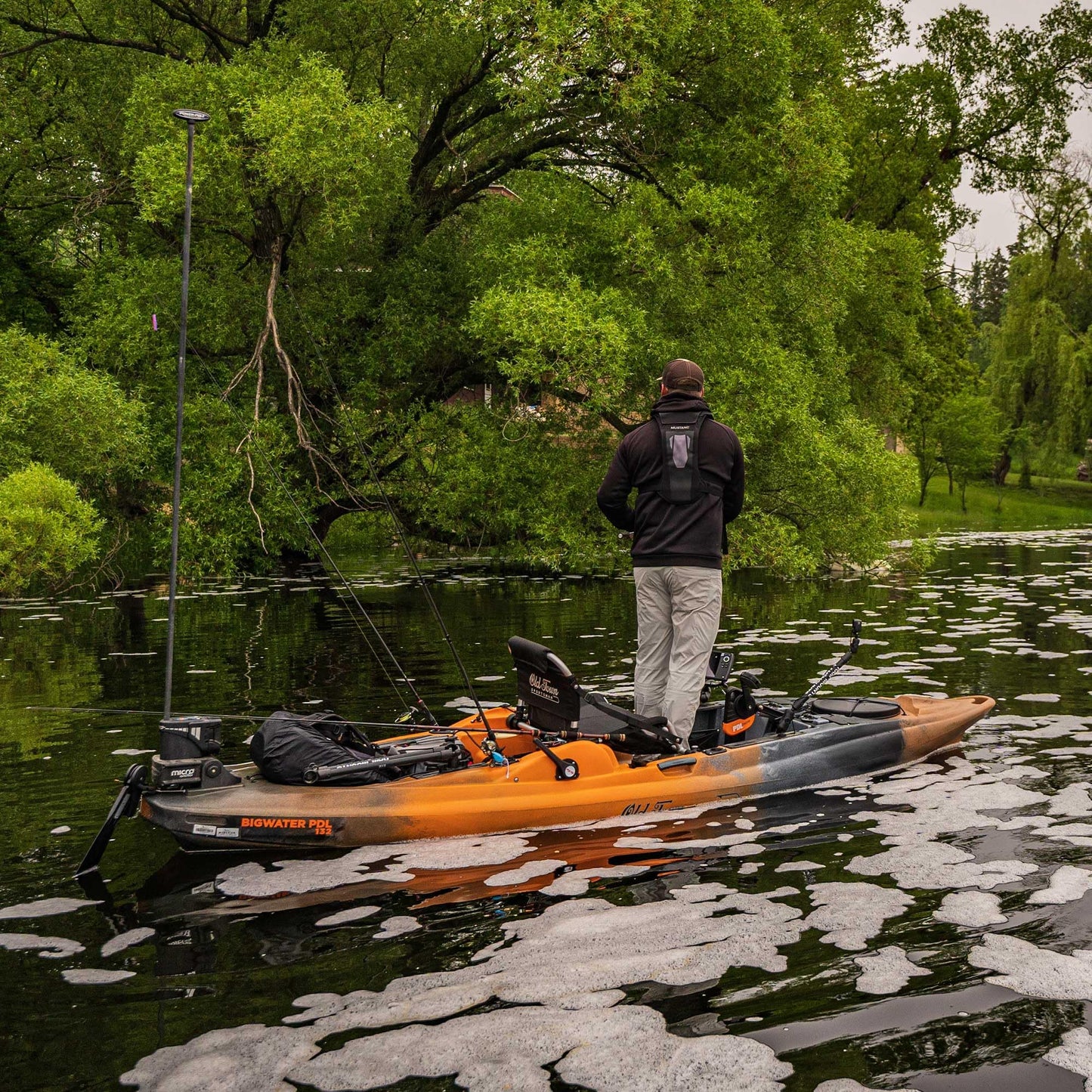Old Town Sportsman BigWater PDL 132 Solo Sit-on-Top Fishing Pedal Kayak, 13 ft 2.04 in, Steel Camo