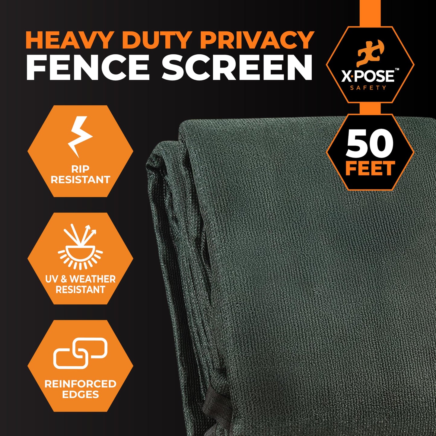 Xpose Safety Privacy Fence Screen 4’ x 50’ (3 Pack) – Heavy Duty Green Mesh with 90% Visibility Block, UV Protection – for Garden, Yard, Nursery, Kennel, Dog Run, Greenhouse