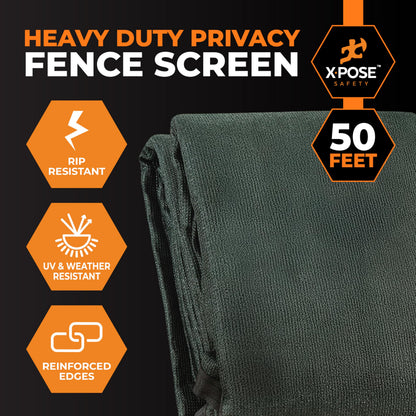Xpose Safety Privacy Fence Screen 4’ x 50’ (3 Pack) – Heavy Duty Green Mesh with 90% Visibility Block, UV Protection – for Garden, Yard, Nursery, Kennel, Dog Run, Greenhouse