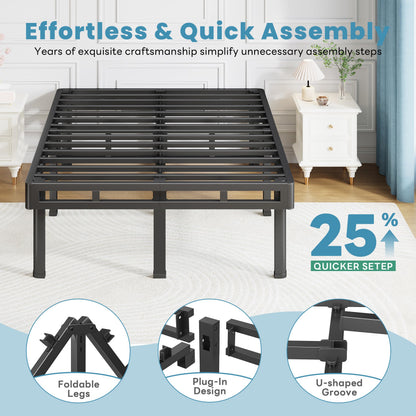 NKZ Box Spring Full Size, 14 inch All-in-One Box Spring with 9 Legs for Full Bed, 4000lbs Heavy Duty Metal Mattress Foundation with Fabric Cover, Noise Free, Easy Assembly, Black