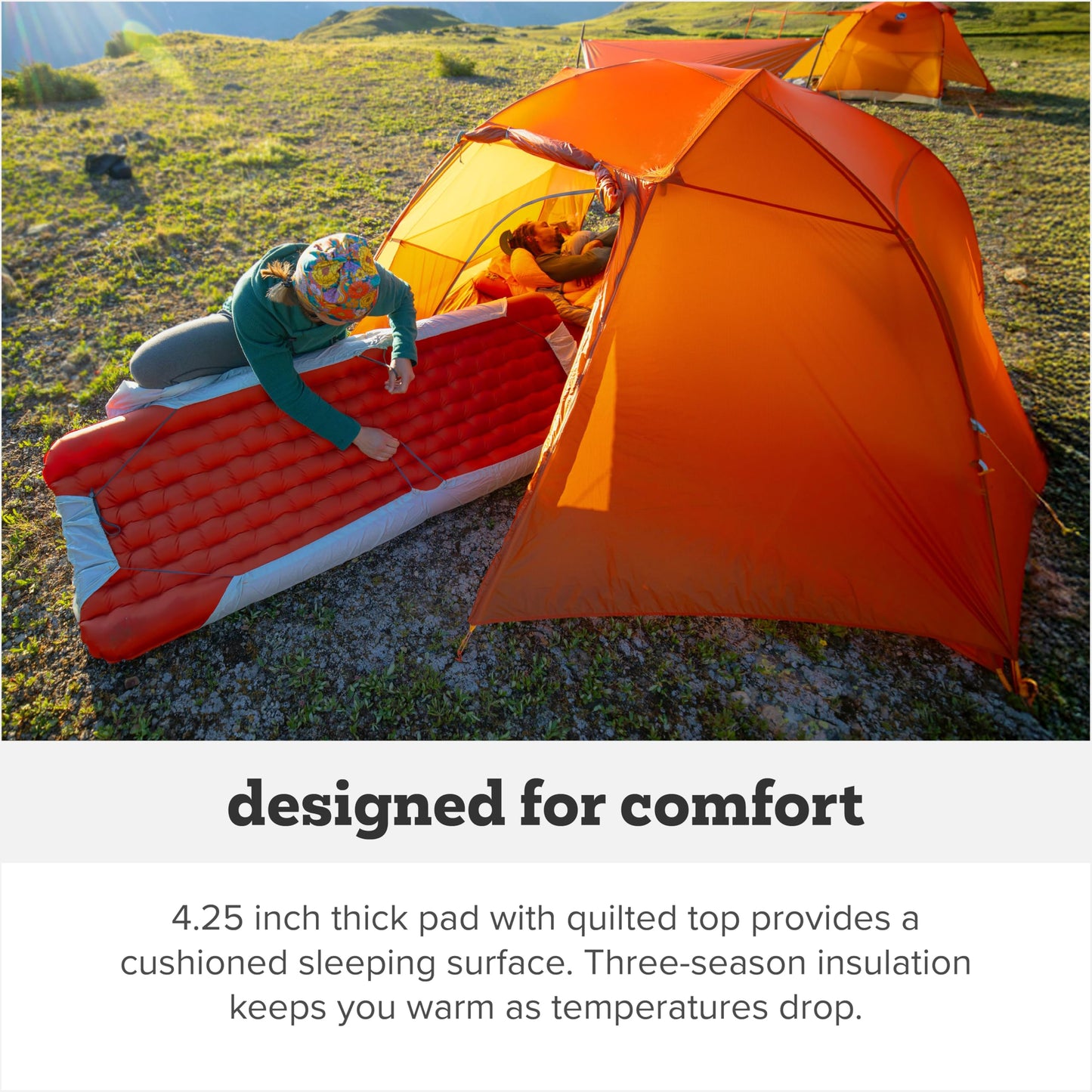 Big Agnes Rapide SL - Insulated Sleeping Pad, Ultralight, All Season Compact Backpacking and Hiking, Pumphouse Sack Included, Orange, 50x78 Tapered