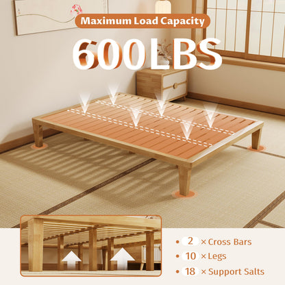IOTXY Full Platform Bed Frame - 12 Inch Solid Wood Mattress Foundation Base with Heavy-Duty Support Slats & Legs, Rubberwood Full-Size Bedframe