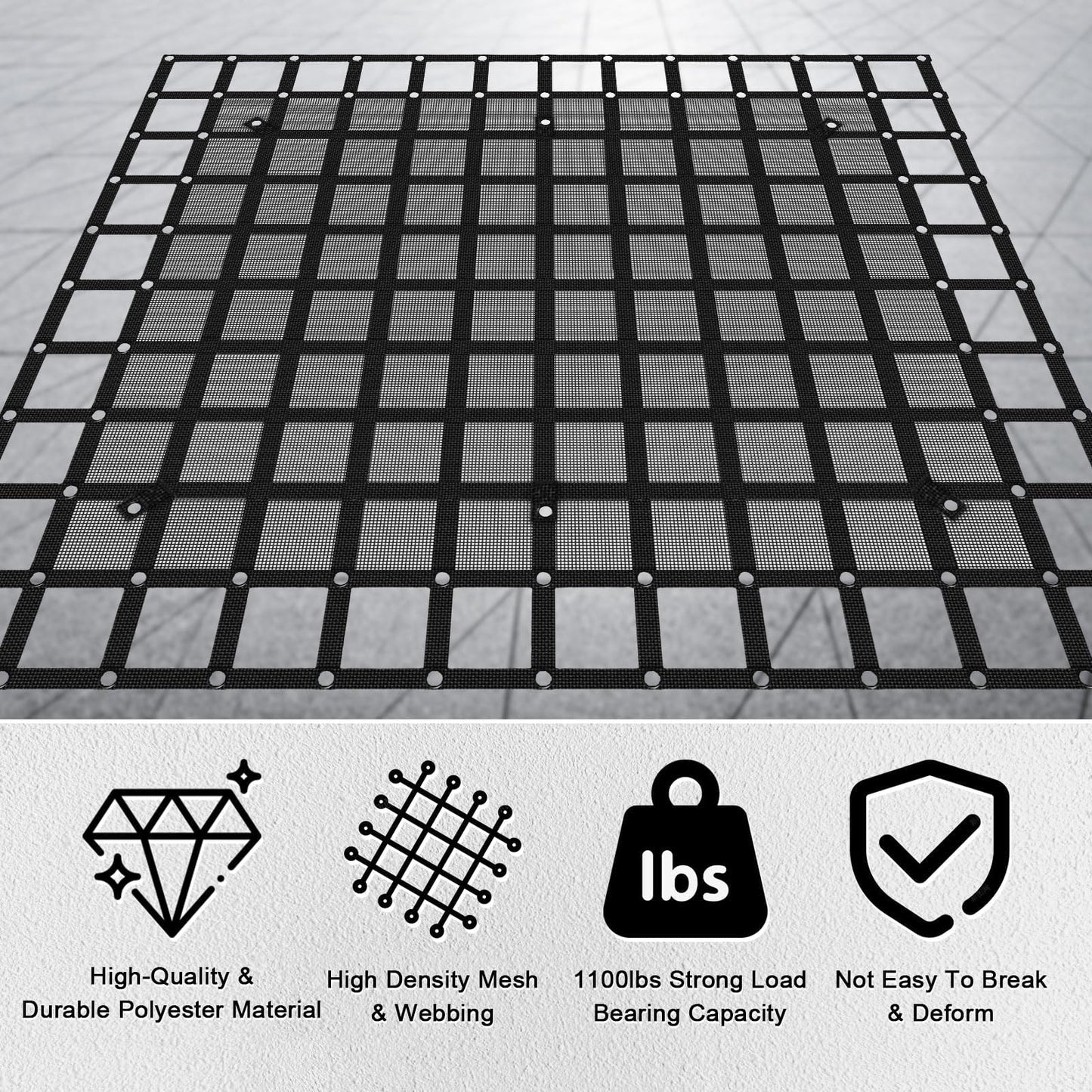 Ganggend 96” x 81“ Heavy Duty Cargo Net with Mesh, Truck Bed Net with J Hooks Accessories, 1500lbs Load Bearing Capacity, Truck Bed Cargo Net Organizer for Pickup Trucks (8' x 6.7')
