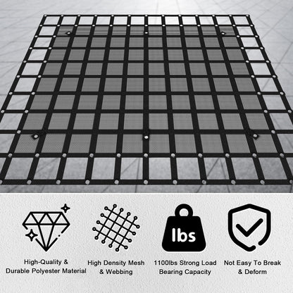 Ganggend 96” x 81“ Heavy Duty Cargo Net with Mesh, Truck Bed Net with J Hooks Accessories, 1500lbs Load Bearing Capacity, Truck Bed Cargo Net Organizer for Pickup Trucks (8' x 6.7')