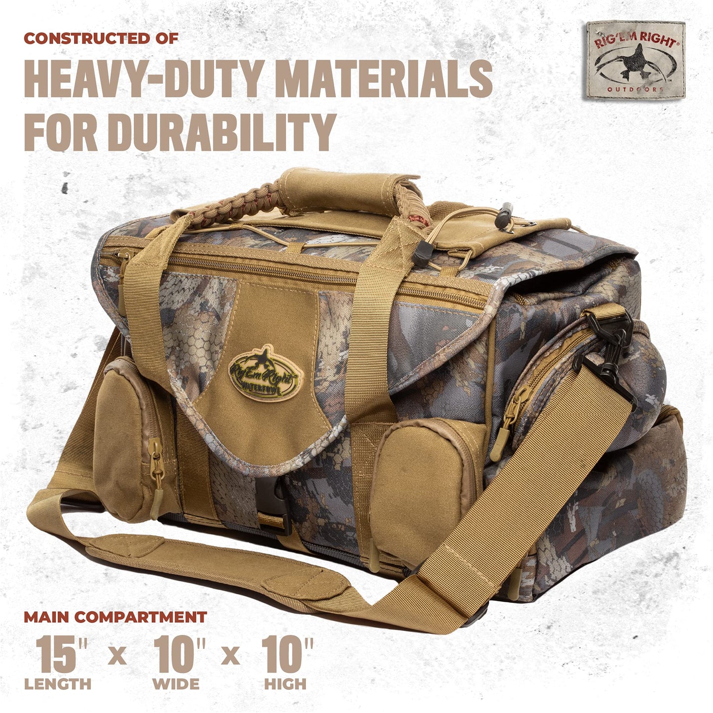Rig'Em Right Waterfowl Shell Shocker XLT Duck Hunting Blind Bag with Molded Ammo Compartments, Sunglasses Case, Drink Holder and More (Gore Optifade Timber Camo)