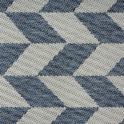 Nicole Miller New York Patio Country Calla Contemporary Herringbone Indoor/Outdoor Area Rug, Blue/Cream, 7'9"x10'2"