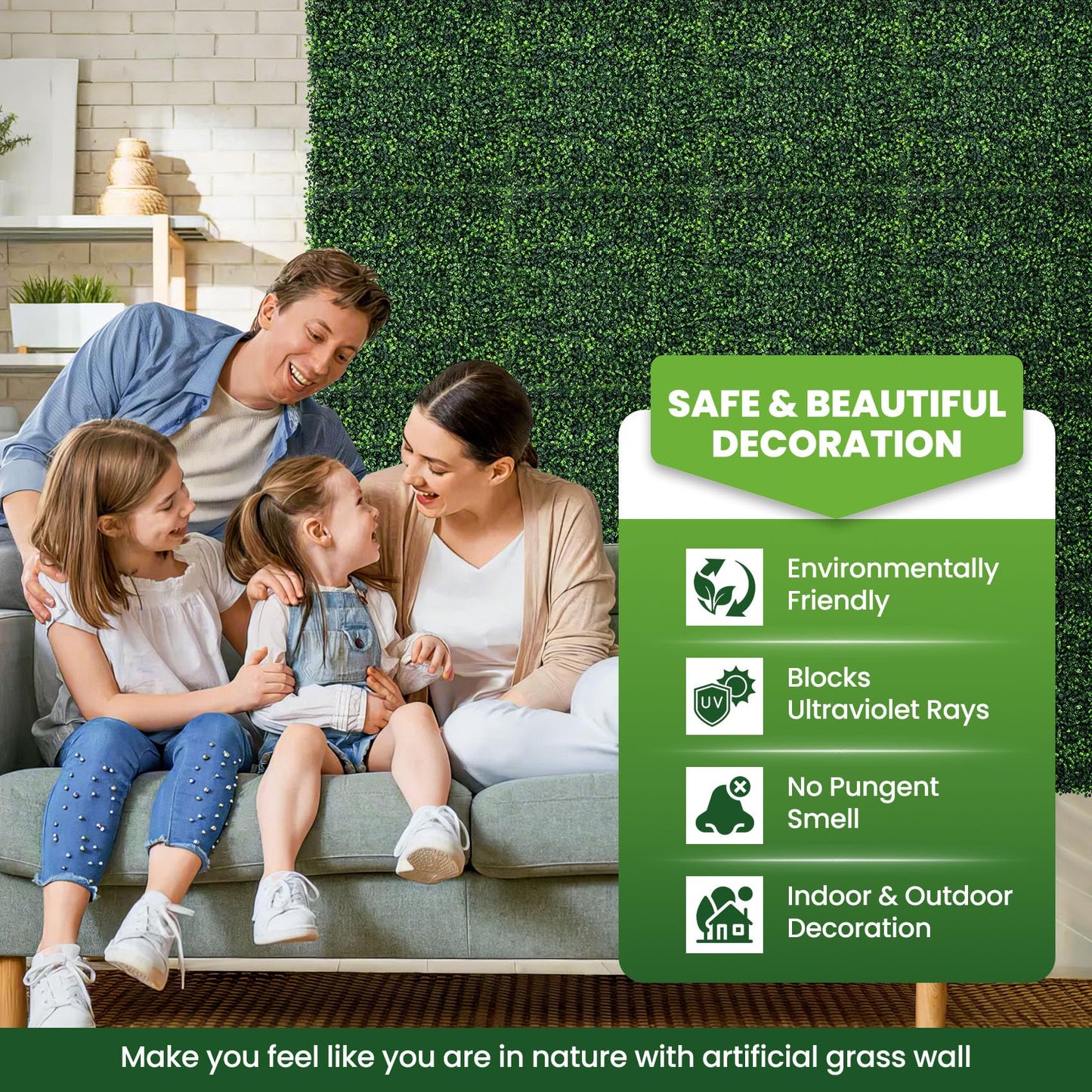 Ticanros Grass Wall Panel 24 Pack 20"x20" Artificial Boxwood Hedge Plant Wall, Greenery Walls, Artificial Grass Backdrop, Privacy Hedge Screen Faux Boxwood for Outdoor,Indoor,Garden,Fence,Backyard
