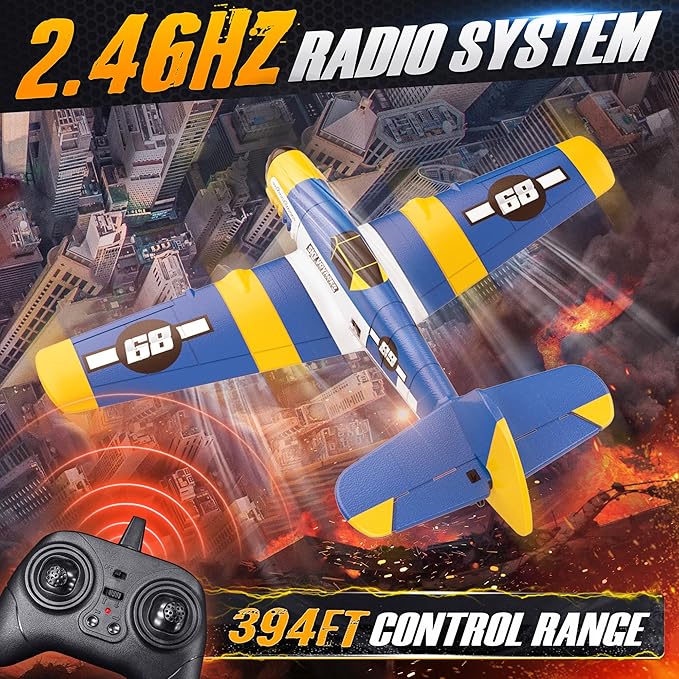 BEZGAR HQ089 RC Plane Drones for Kids 6-axis Gyro Remote Control Airplane RC Helicopter Easy Control for Beginners Toys with Colorful LED Navigation Lights