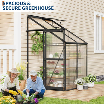 GarveeHome 4x4FT Greenhouse, Small Walk-in Polycarbonate Greenhouse with Adjustable Vent Window, Sliding Door, Portable Green House Kit for Outdoors, Winter