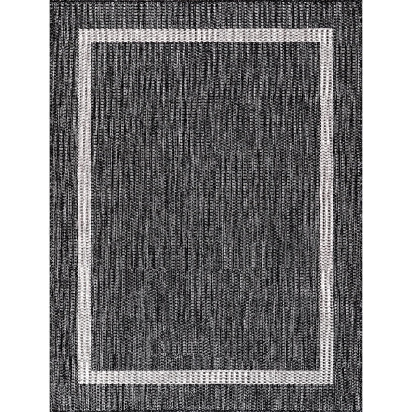 Luul Home Bordered Outdoor Rug 9x12 Washable Outside Carpet for Indoor Patio Porch Waterproof Easy Cleaning Non Shedding Area Rugs Gray 9 x 12