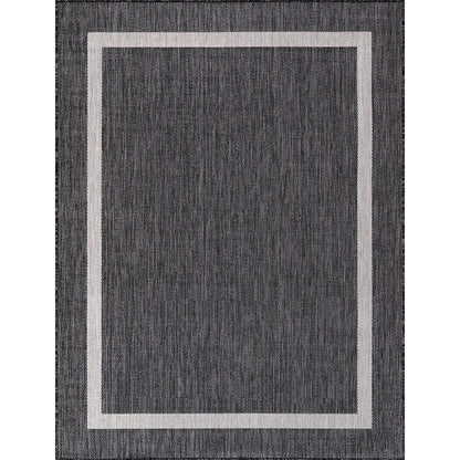 Luul Home Bordered Outdoor Rug 9x12 Washable Outside Carpet for Indoor Patio Porch Waterproof Easy Cleaning Non Shedding Area Rugs Gray 9 x 12