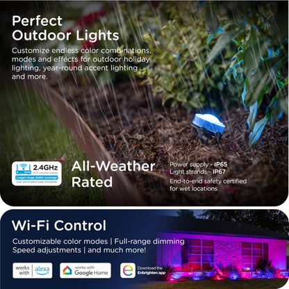 Enbrighten Vibe Eternity Landscape Lights, 33ft, 8 RGBWIC LEDs, Weatherproof, Perfect for Garden, Pathway, and Home Exterior Lighting, Smart App Control, Compatible with Alexa, Google Home, 83789