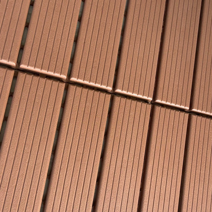 Uneeruiqy 44 Pack Interlocking Patio Deck Tiles 11.8"X11.8" Square Waterproof Outdoor Flooring All Weather Use Patio Floor Decking Tiles for Patio Garden Deck Poolside (11.8"X11.8", Brown, 44)