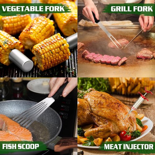 Blackstone Griddle Accessories Kit - 134 Pcs Hibachi Grill Tools with Spatula, Basting Cover & Burger Press
