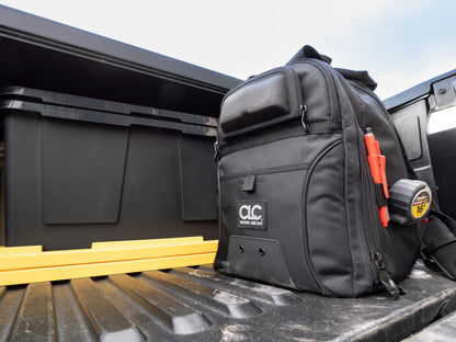 CLC Work Gear 55532 36-Pocket Tool Backpack – Heavy-Duty Ballistic Polyester Contractor Backpack with Laptop Compartment, Reinforced Glasses Case & Padded Straps