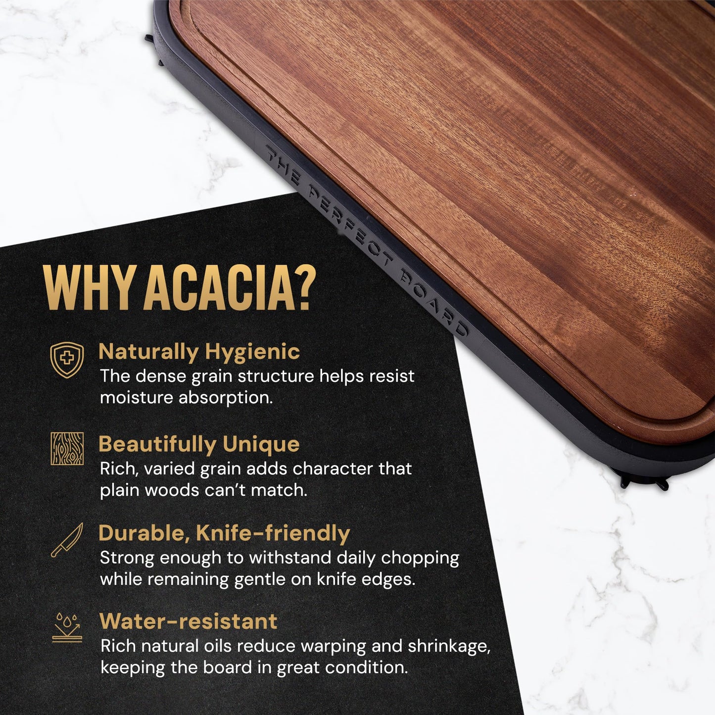 Acacia Wood Cutting Board for Kitchen - 17x12 Large Butcher Block with Non-Slip Suction Cup Frame & Juice Groove - Reversible Heavy Duty Chopping Board - Professional Chef Designed Sustainable Wood