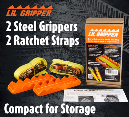 Metal Gripper Tire Chains Strap - New Version of Traction Boards Offroad Snow Chains - Compact Tool Kit Replaces Recovery Boards & Tire Chain - For Stuck Tires in Ice Mud Sand Snow - Car SUV Truck ATV