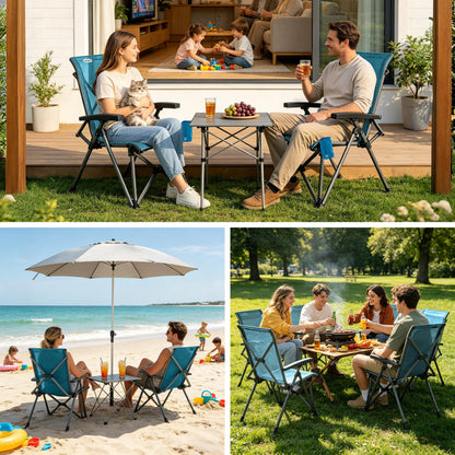 SUNNYFEEL Folding Camping Chair Heavy Duty Ergonomic Chairs Support 500lbs with Adjustable Breathable High Back Support and Cup Holder, Aluminum Frame for Fishing, Camp, Beach, Lawn, RV, Patio
