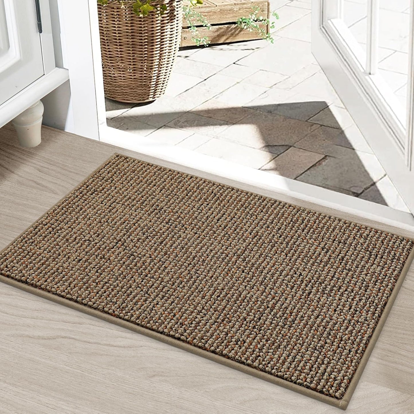 BEQHAUSE Dirt Trapper Door Mat - Non-Slip Washable Entrance Mat | 20" x 32" Beige, Absorbent & Dirt Resistant