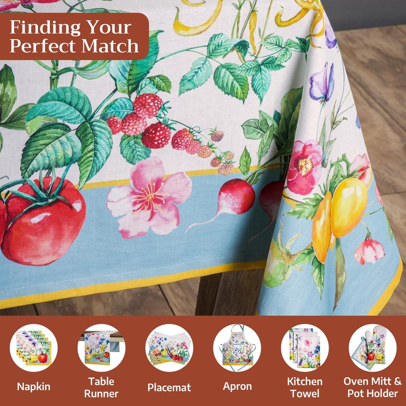 Maison d' Hermine Table Cloth Rectangle Table 100% Cotton 70 x 90 Inches Tablecloth Reusable Decorative for Dining Kitchen Room Farmhouse Home Gifts for Mothers Day Spring Summer - Giverny