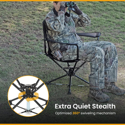ARROWHEAD OUTDOOR 2-Pack 360° Swivel Hunting Chair Stool Seat, Perfect for Blinds, No Sink Feet, Supports up to 450lbs, Carrying Case, Steel Frame, 600D Canvas
