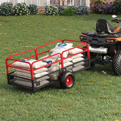 GarveeLife ATV UTV Trailer Tow Behind Dump Cart, 1600 lbs 22 Cubic Feet Heavy Duty Yard Garden Trailer Pull Behind with Removable Sides & All Terrain Tires, Fits Lawn Mower, Tractor, Garden
