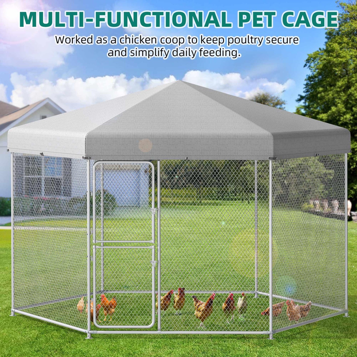 YITAHOME Extra Large Outdoor Dog Kennel for Yard, 13.1×11.2×7.6FT Heavy Duty Pet Pens House Dog Run Enclosure w UV-Resistant Waterproof Roof Cover & Lock, Playpen Fence Outdoor for Medium Large Dogs