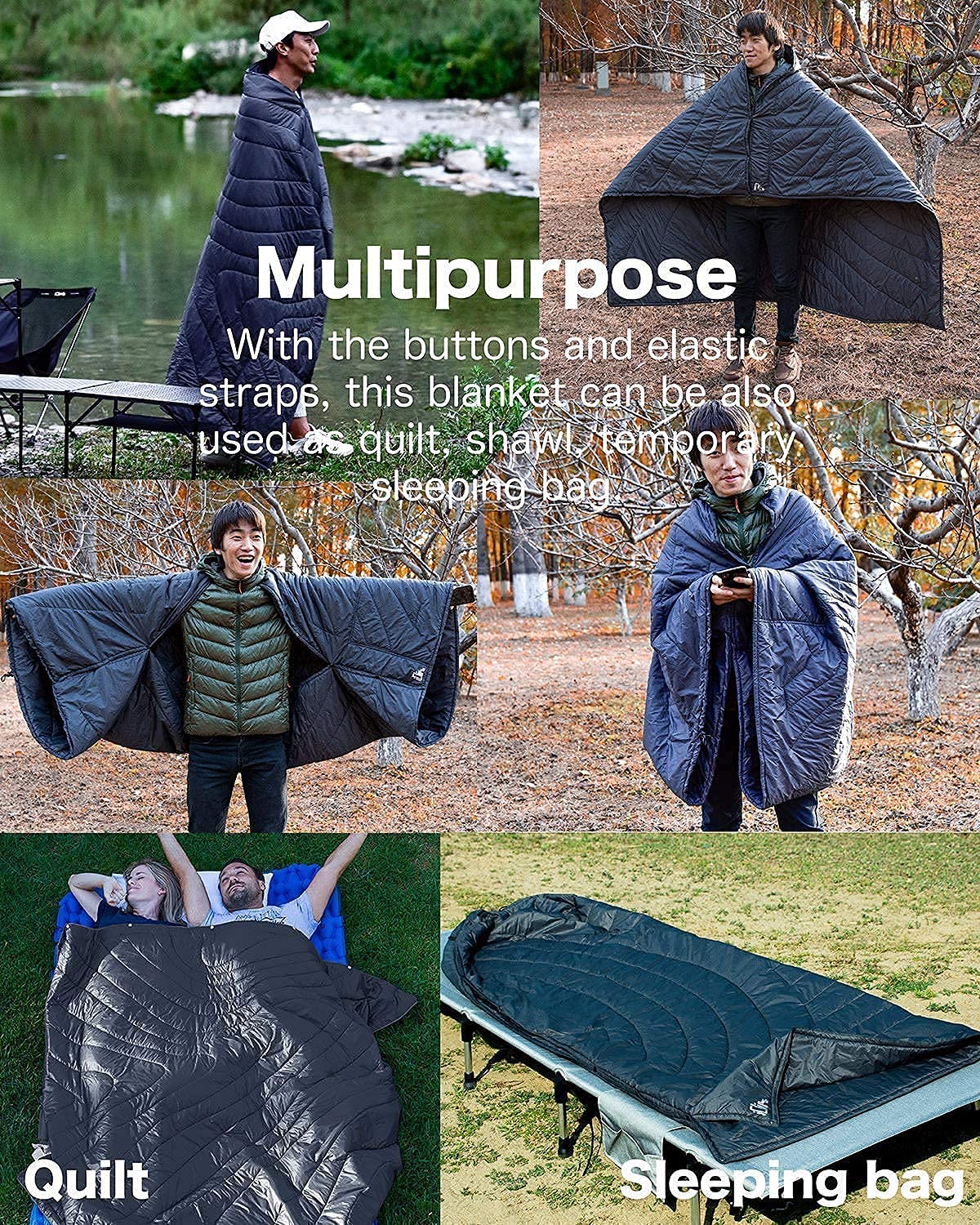 iClimb 1 Heavy Duty Compact Folding Chair and 1 3M Thinsulate Insulation Warm Blanket Bundle for Adults Camping