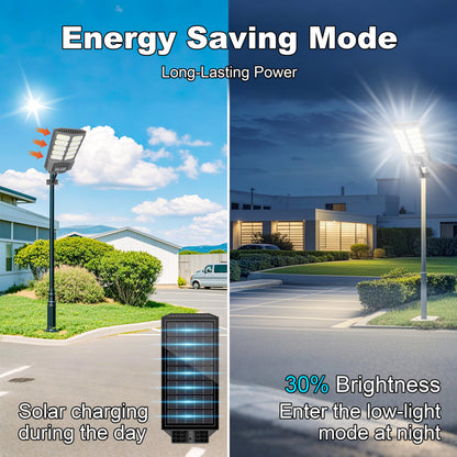 Jadisi Solar Street Light, Dusk-to-Dawn Waterproof LED Solar Street Lights Outdoor with Pole Mount,9000W IP67,7000K, High Lumen Outdoor Lighting for Driveway, Farm, Street & Parking