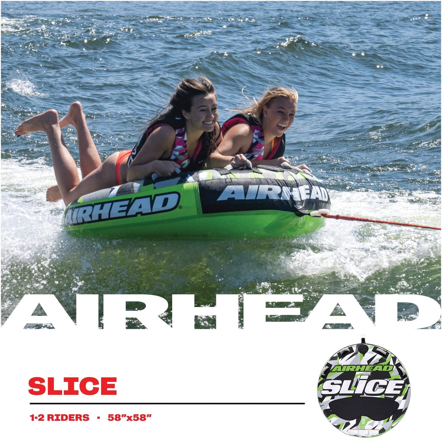 Airhead Slice, 1-2 Rider Towable Tube for Boating