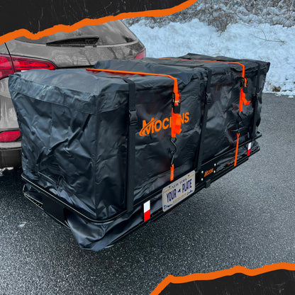 Mockins Folding Luggage Rack for SUV Car Truck ATV & More | 500 lb. Capacity XXL Steel Trailer Hitch Cargo Carrier 70"x30"x6" with Cargo Hitch Carrier Rack Accessories