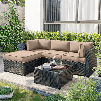 Skiennix Outdoor Patio Furniture Cushion Covers - Waterproof Replacement Set for 5-Pack Couch Cushions