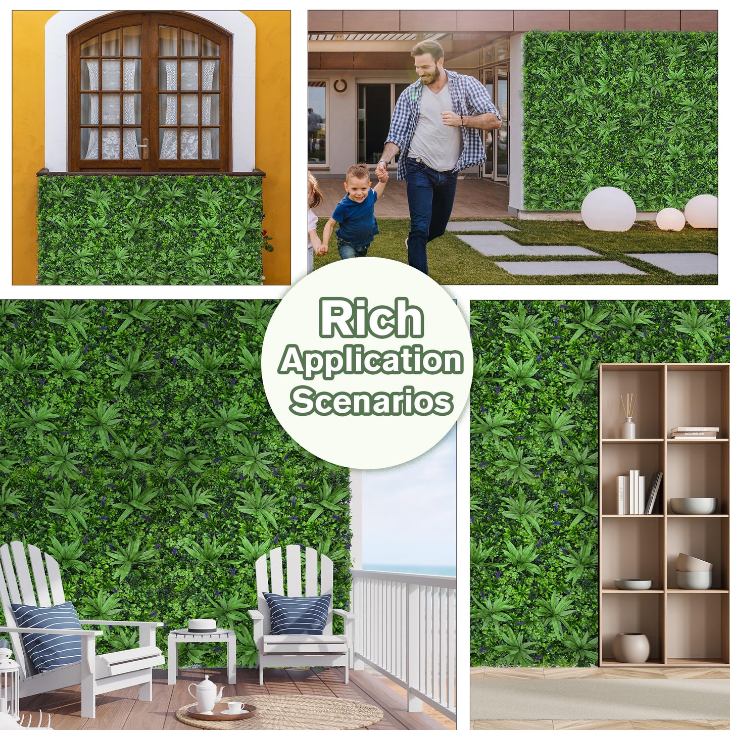 DOPGIB Greenery Grass Wall Boxwood Plant Panels: 20"x20"(16P) with UV Resistant Leaves Artificial Ivy Privacy Hedge Fence Screen for Backdrop,Garden and Indoor Outdoor Plant Wall&Fence Covering