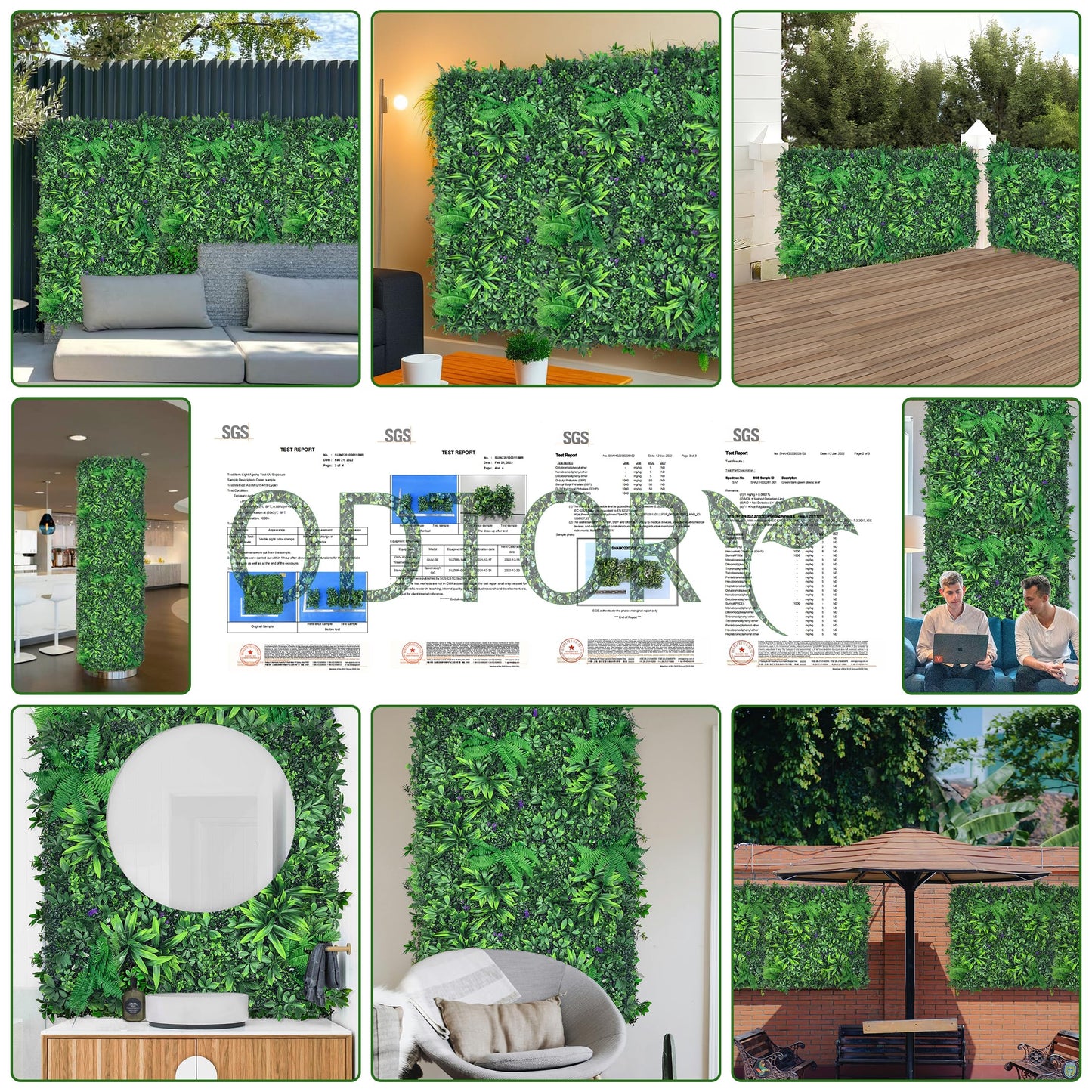 ODTORY Artificial Greenery Wall Panels: 50'' x 120'' UV-Anti Faux Greennery Grass Wall Privacy Backdrop Fence Screen for Garden Fence Covering Privacy, Outdoor Indoor Home Decor