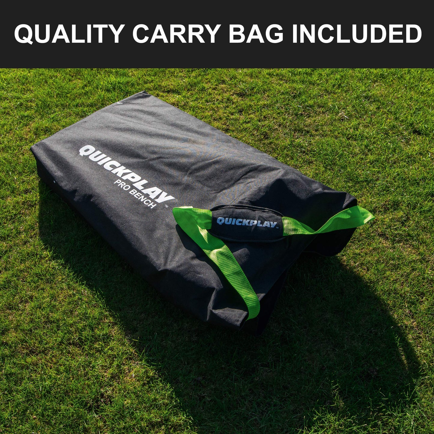 QUICKPLAY PRO Portable Folding Bench – Available in 4, 6, and 9 Seats & 6-Seat Shelter | Heavy-Duty, Fast Set-Up Seating for Sports, Camping, and Outdoor Activities