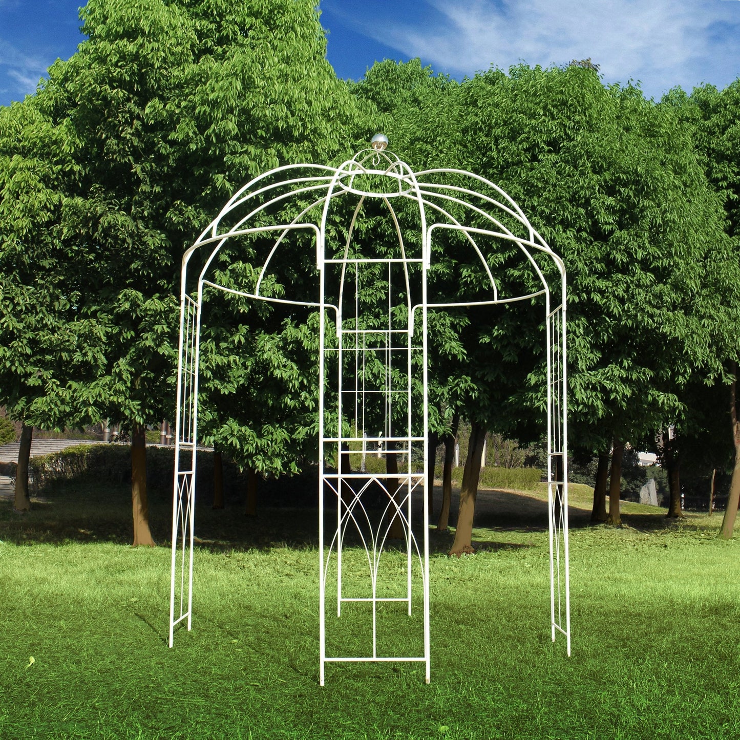 OUTOUR French Style Birdcage Shape Heavy Duty Gazebo, 9' Highx 6'6" Wide, Pergola Pavilion Arch Arbor Arbour Plants Stand Rack for Wedding Outdoor Garden Lawn Backyard Patio,Climbing Vines,Roses,White