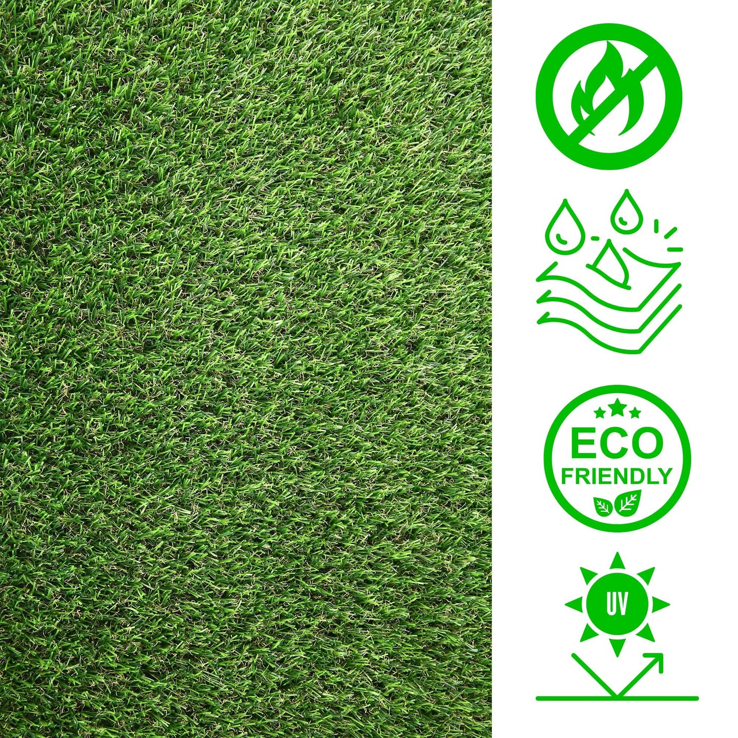 GRASS EXPRESS Artificial Grass Turf, 10ft x 12ft (120 ft²) 20mm Pile Height Indoor Outdoor Synthetic Realistic Faux Fake Astroturf Rug Carpet Mat for Balcony Decor Playground Patio Dogs