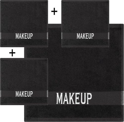Cotton Paradise Makeup Remover Towels - 100% Cotton, Soft Black Face Cloths | 12x12 Inch, 4 Pack