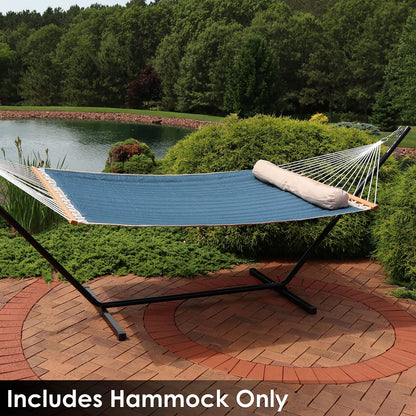 Sunnydaze Double Quilted Polyester Hammock with Detachable Pillow - 440-Pound Capacity - Tidal Wave