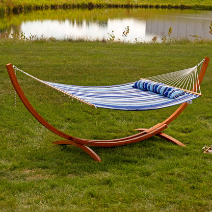 Sunnydaze Curved Wood Hammock Stand Only - 2-Person Wooden Hammock Stand for Outside with 400-Pound Capacity- 12-Foot