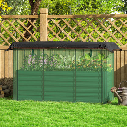 Outsunny 5.9 x 2 x 1.9 ft Galvanized Raised Garden Bed with Crop Cage Plant Protection Net and Shade Cloth Roof, Metal Planter Box with Cover for Vegetables, Flowers, Herbs, Green