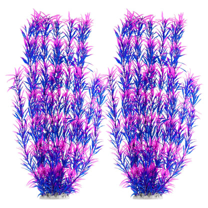MyLifeUNIT Aquarium Plants, 21 Inches Tall Plastic Fish Tank Plants for Fish Tank Decorations and Aquarium Decor (Purple)
