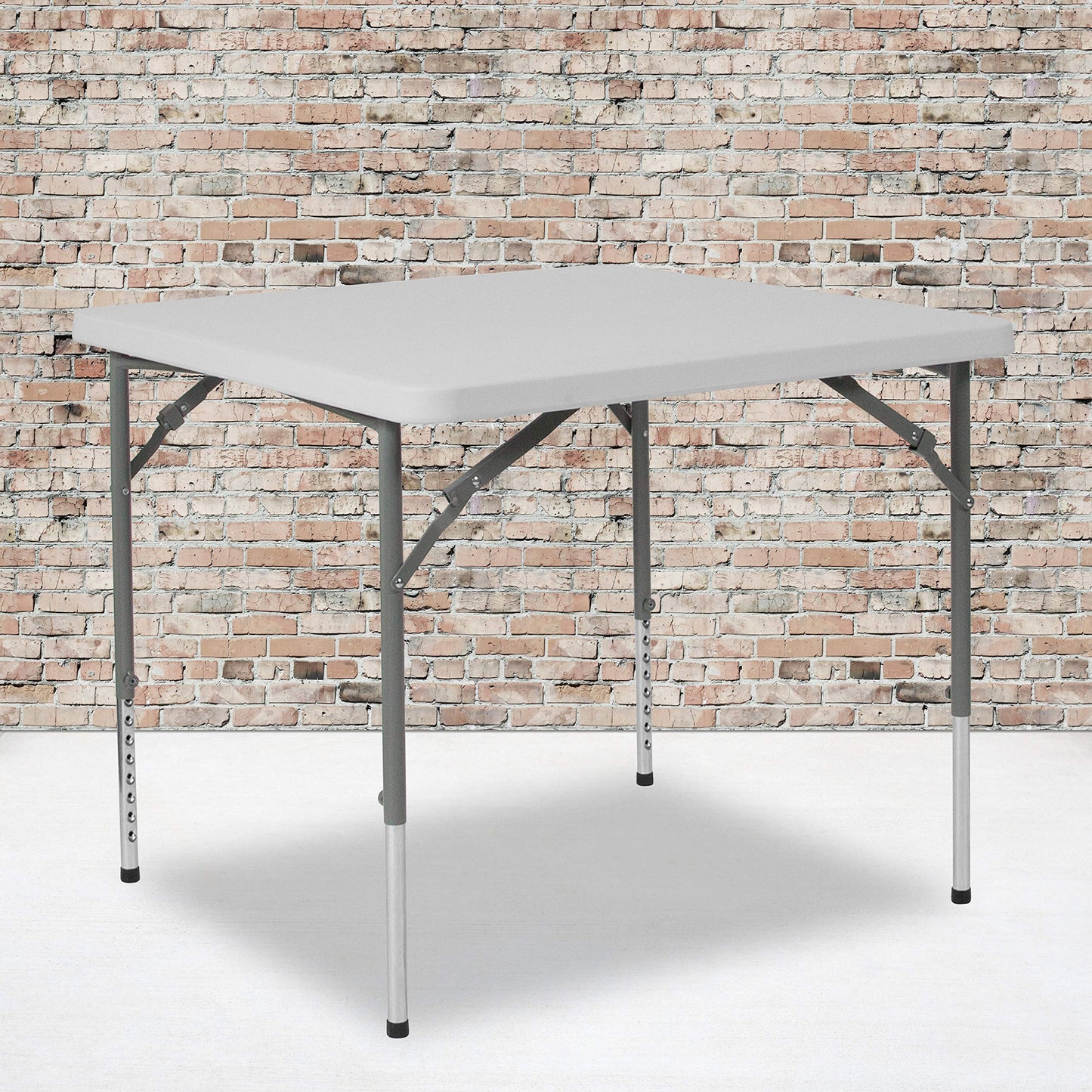 Flash Furniture Kathryn 2.79-Foot Square Height Adjustable Granite White Plastic Folding Table