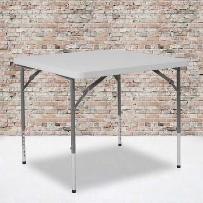 Flash Furniture Kathryn 2.79-Foot Square Height Adjustable Granite White Plastic Folding Table
