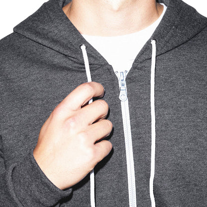 American Apparel Men's Flex Fleece Long Sleeve Zip Hoodie, Dark Heather Grey, Small