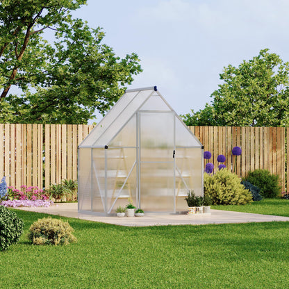 Polycarbonate Greenhouse for Outdoors, Large Walk-InGreenhouse with Quick Setup Structure and Roof Vent, Greenhouse with Ventilation