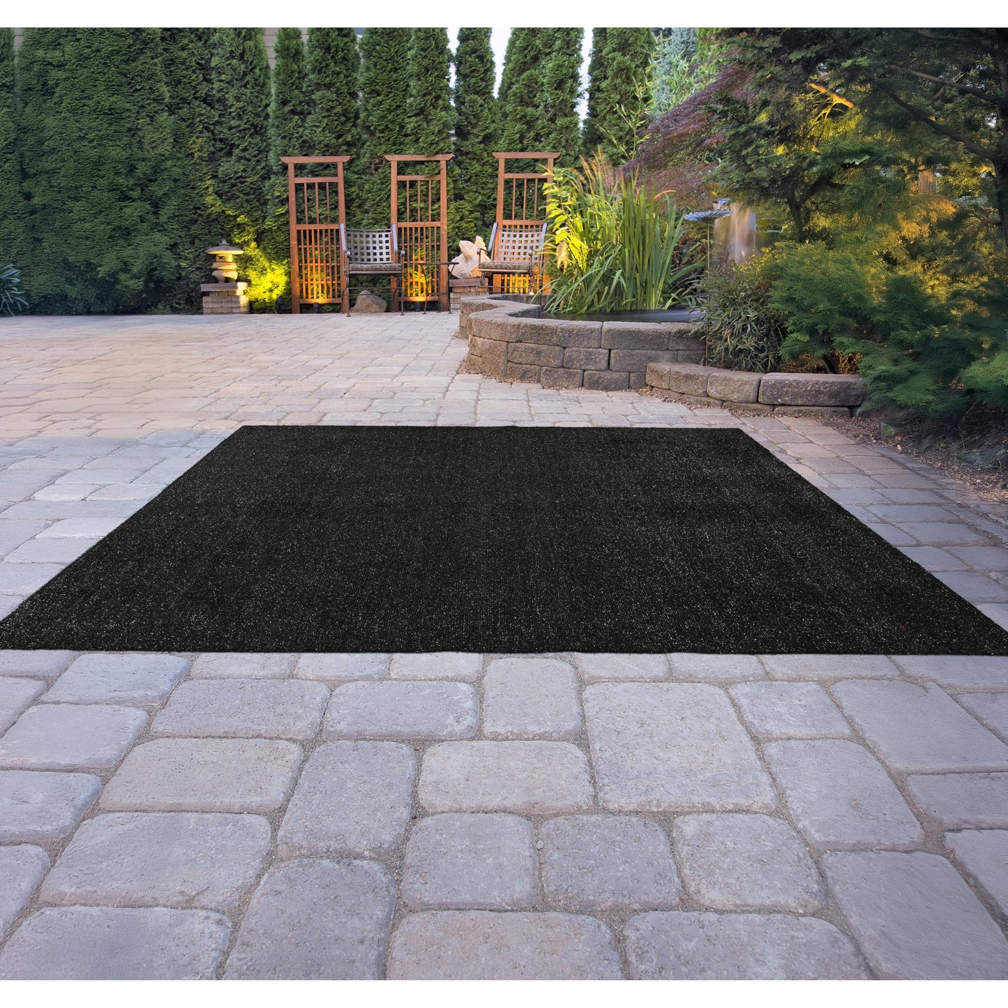 Garland Rug Black Artificial Grass 12 Ft. X 12 Ft. Large Indoor/Outdoor Area Rug -Lush Black Durable, and Low-Maintenance for Patios, Lawns, and More