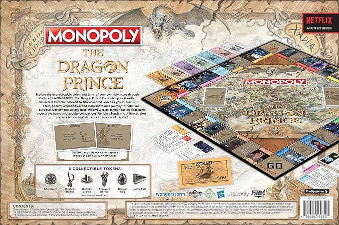 Monopoly: The Dragon Prince | Buy Sell Trade Characters Such as Ezran Rayla and Callum from The Netflix Series | Classic Monopoly Game | Officially-Licensed The Dragon Prince Merchandise